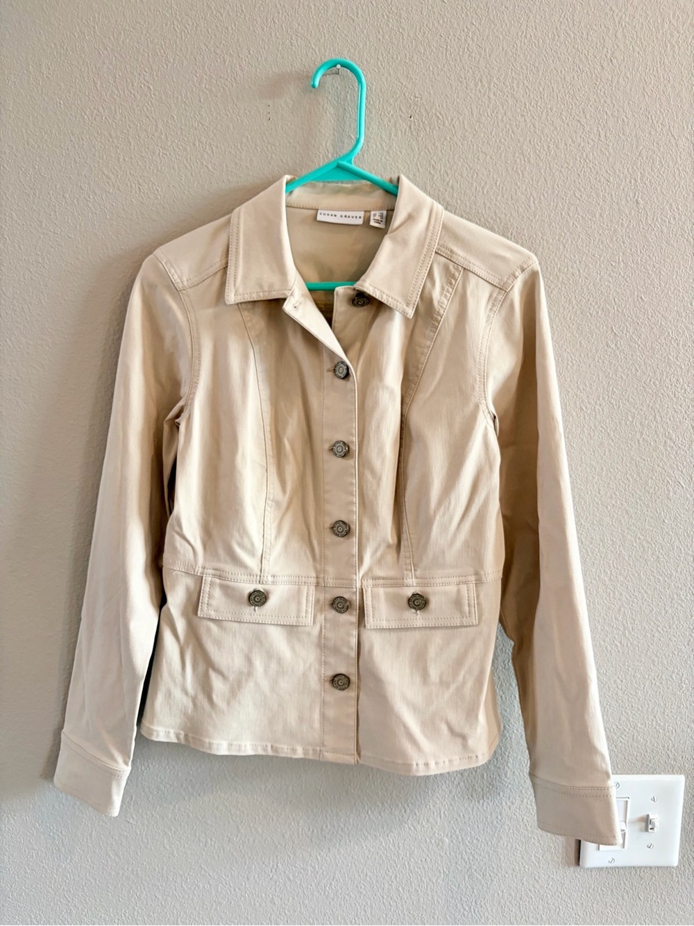 Susan Graver Beige Jean Jacket XXS